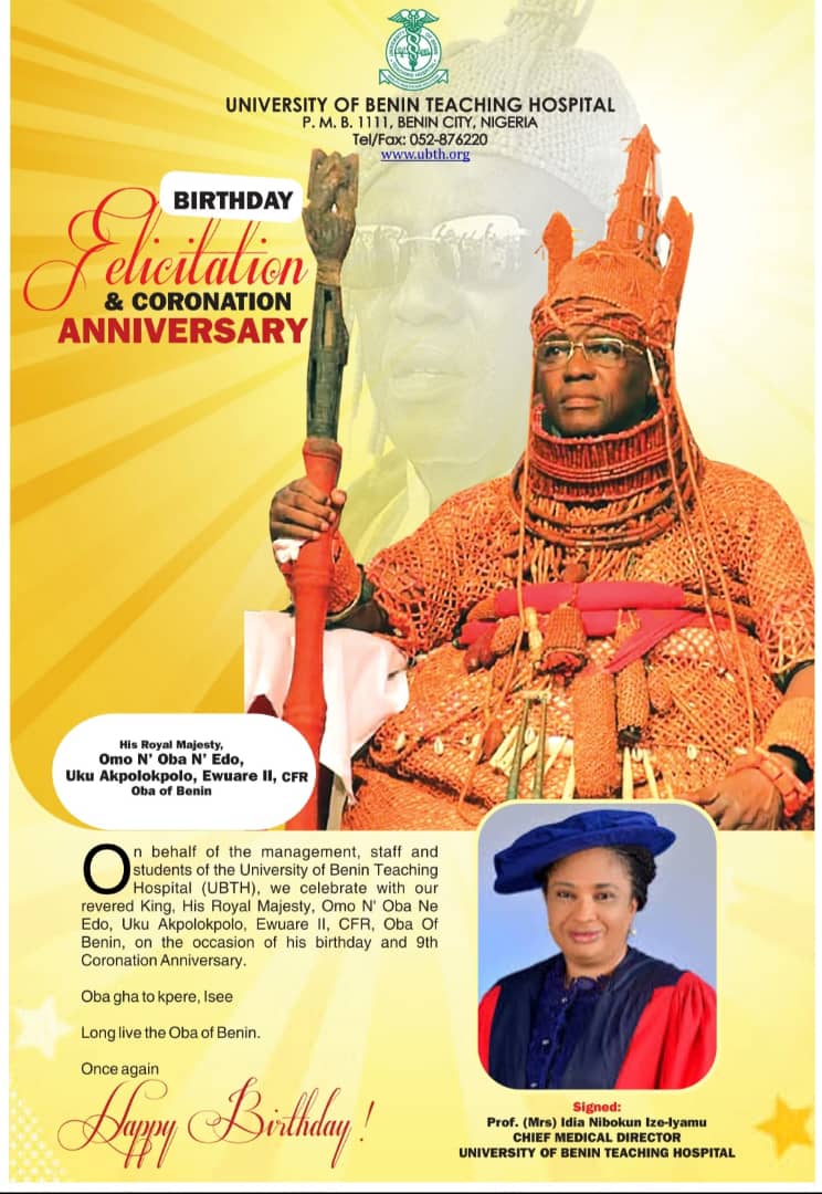UBTH Felicitates Oba of Benin on His Birthday and 9th Coronation Anniversary