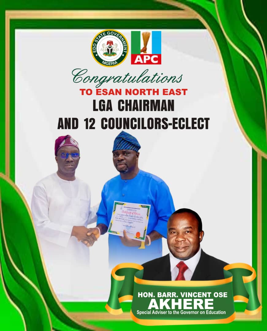 Akhere Congratulates Okpebholo, Esan North East Council Officials-Elect